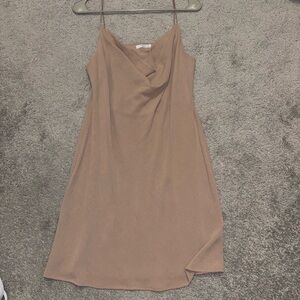 Tan scowl neck dress